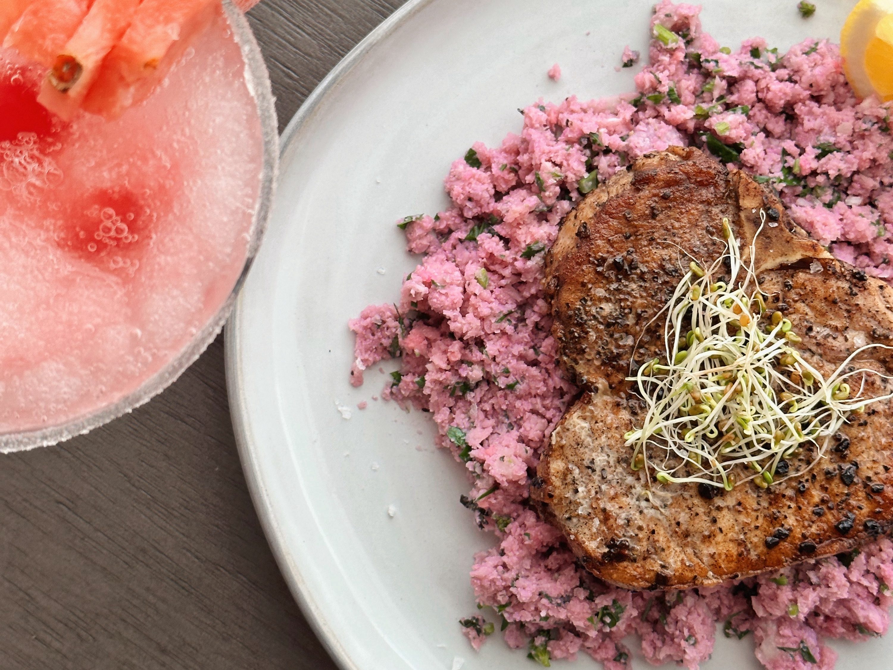 Brown Butter Sage Pork & Purple Cauliflower Rice